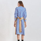 Back Striped Bandage belted Overcoat