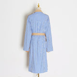 Back Striped Bandage belted Overcoat