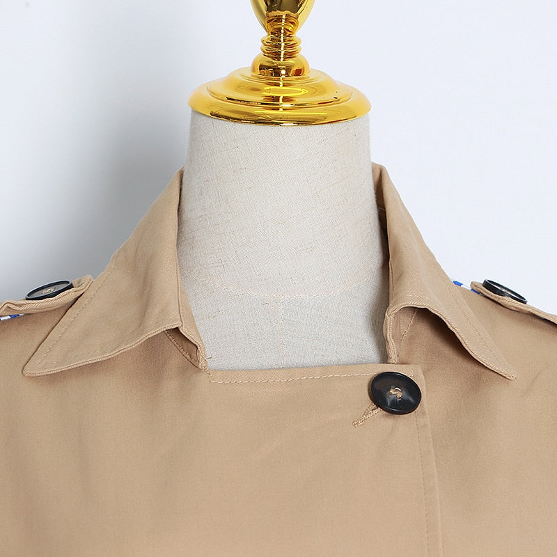 Back Striped Bandage belted Overcoat