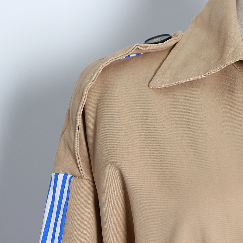 Back Striped Bandage belted Overcoat