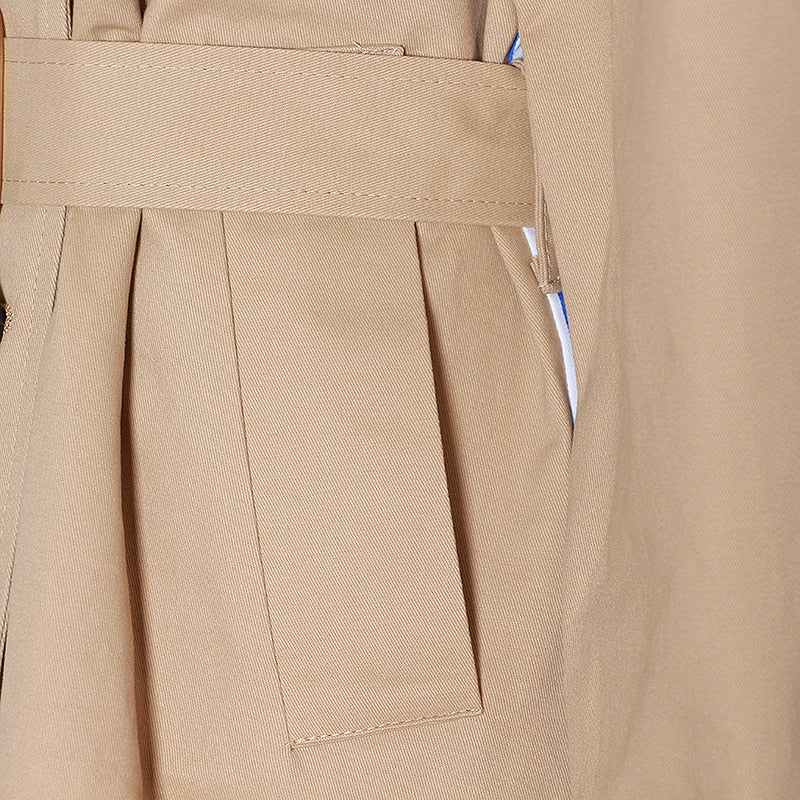 Back Striped Bandage belted Overcoat