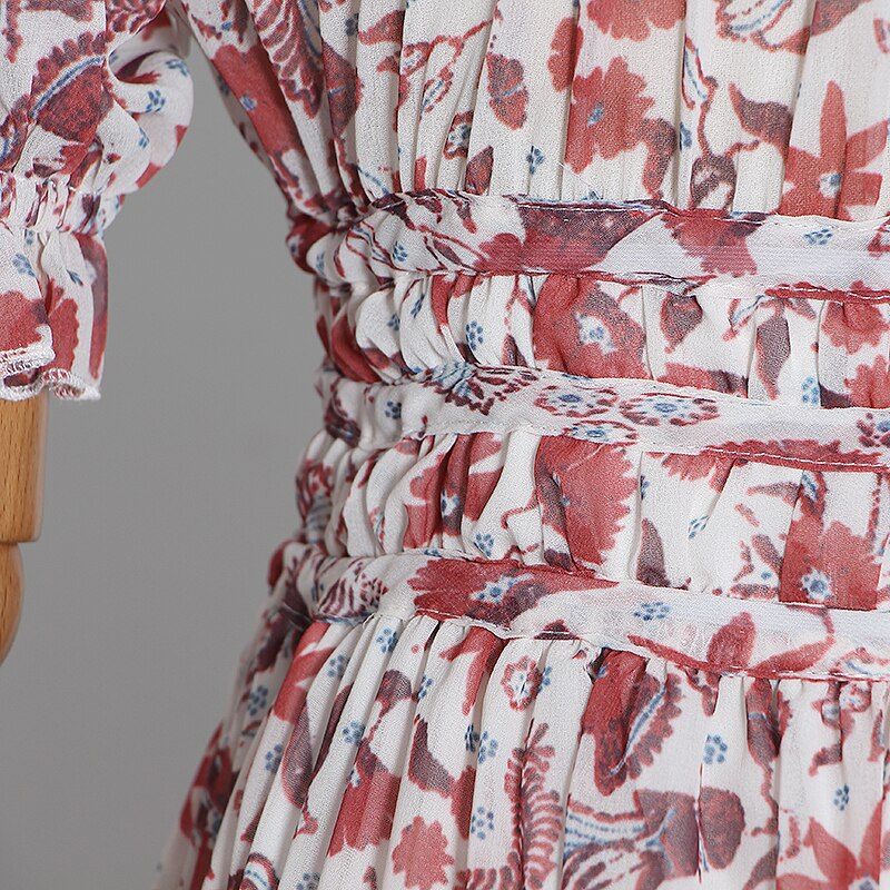 HERMOSA Floral V-Neck Midi Dress