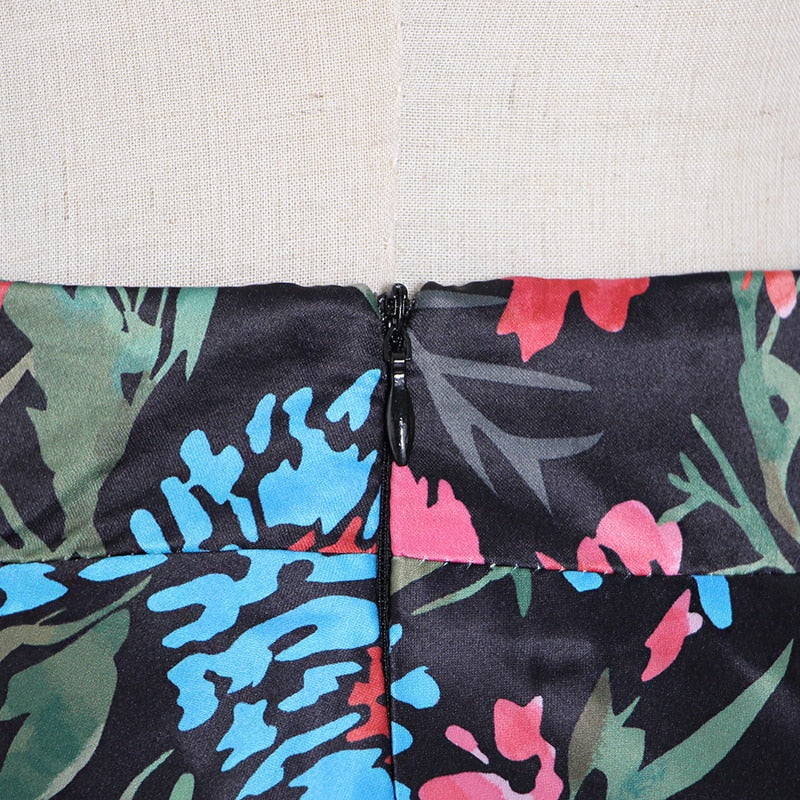 Mermaid Flowery High Waist Zipper Skirt