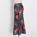 Mermaid Flowery High Waist Zipper Skirt