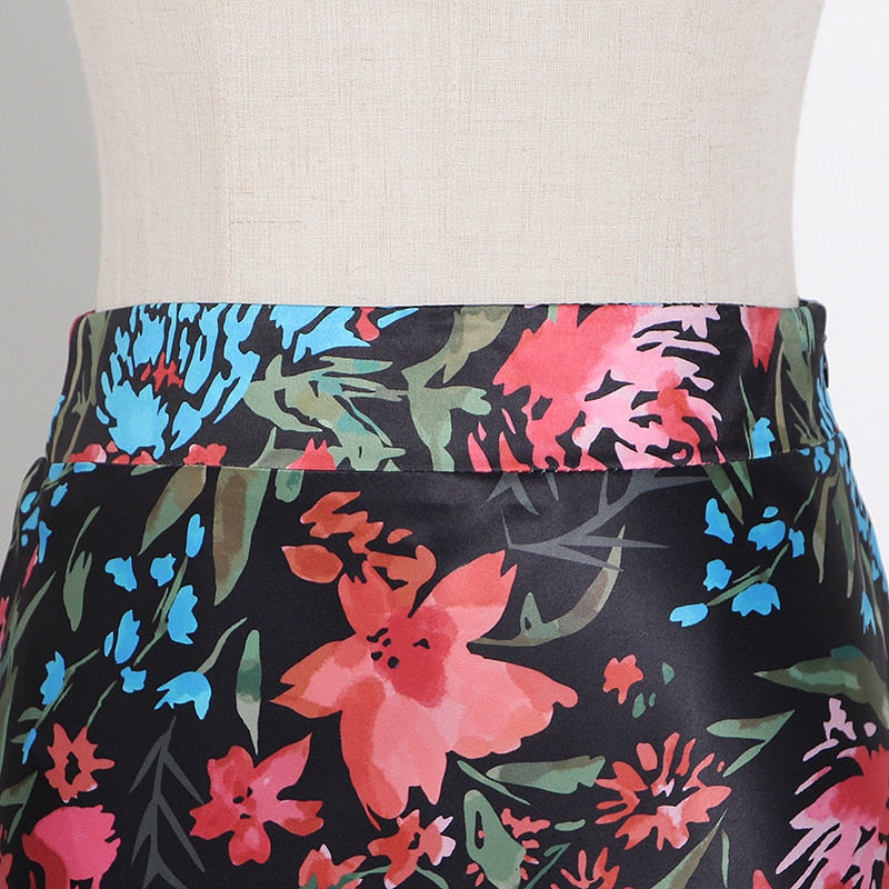 Mermaid Flowery High Waist Zipper Skirt