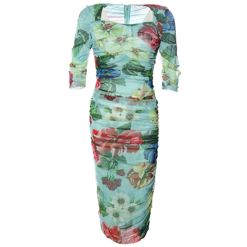 MALENA Classy Floral Midi Dress