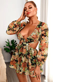 SHERRY Cut-out Plunge Neck Mini Dress
