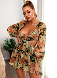 SHERRY Cut-out Plunge Neck Mini Dress
