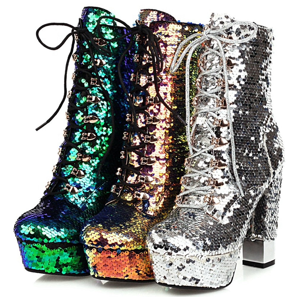 High-heeled Sequins boot