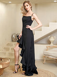 LALA Asymmetrical Ruffled Dress in black