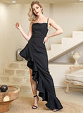 LALA Asymmetrical Ruffled Dress in black