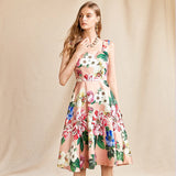 ALESSA Floral Print Midi Dress
