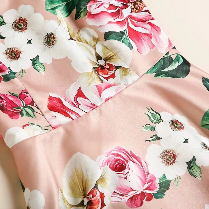 ALESSA Floral Print Midi Dress