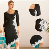 LYDIA Lace Trim Midi Black Dress