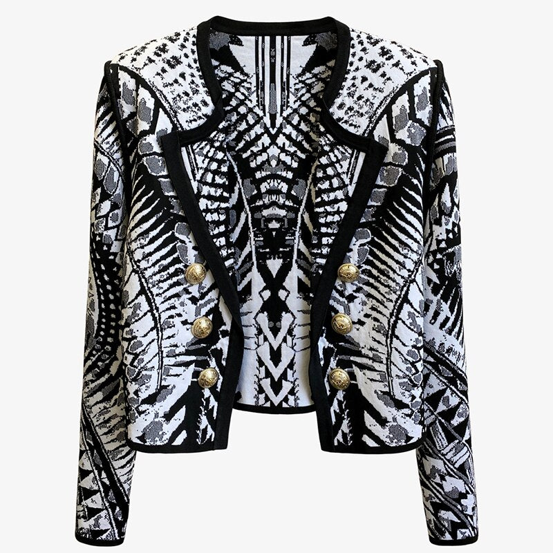 Jacquard print short lapel blazer