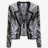 Jacquard print short lapel blazer