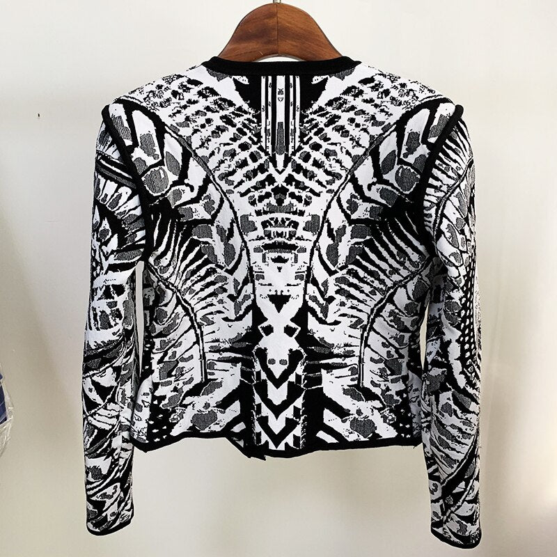 Jacquard print short lapel blazer