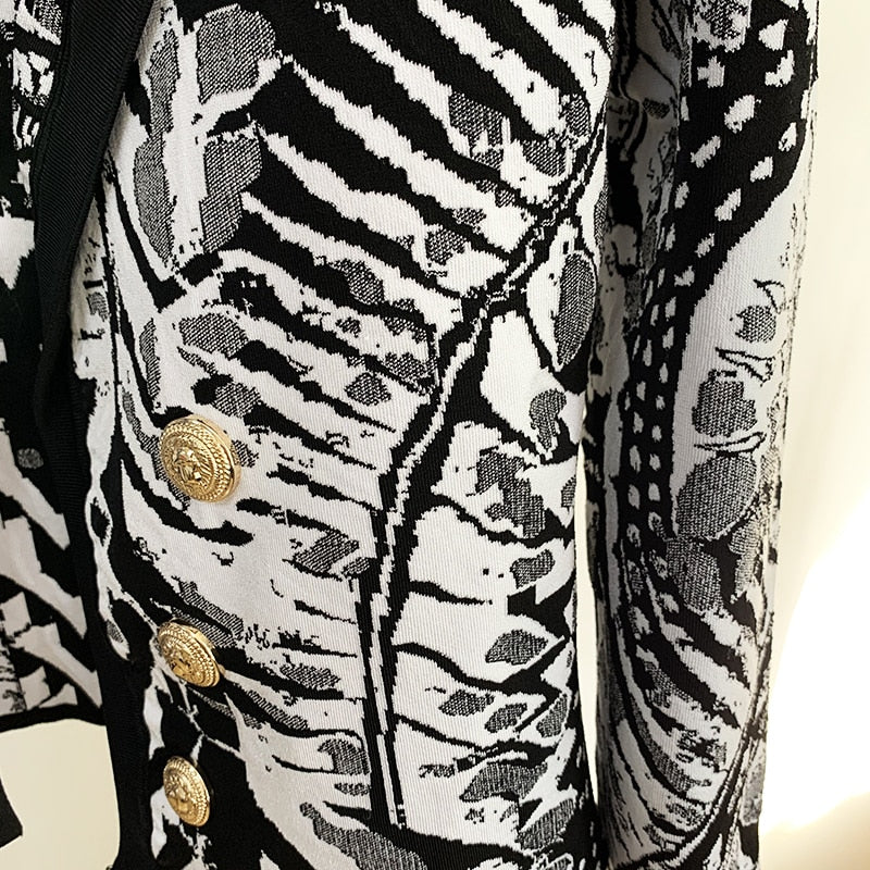 Jacquard print short lapel blazer