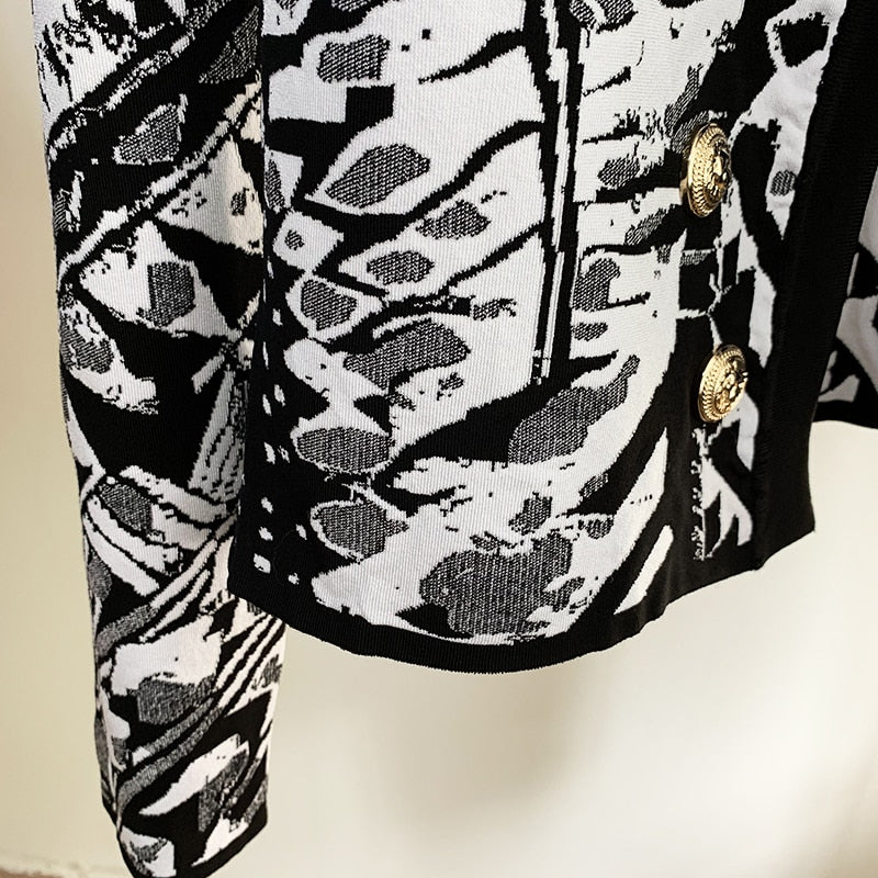 Jacquard print short lapel blazer