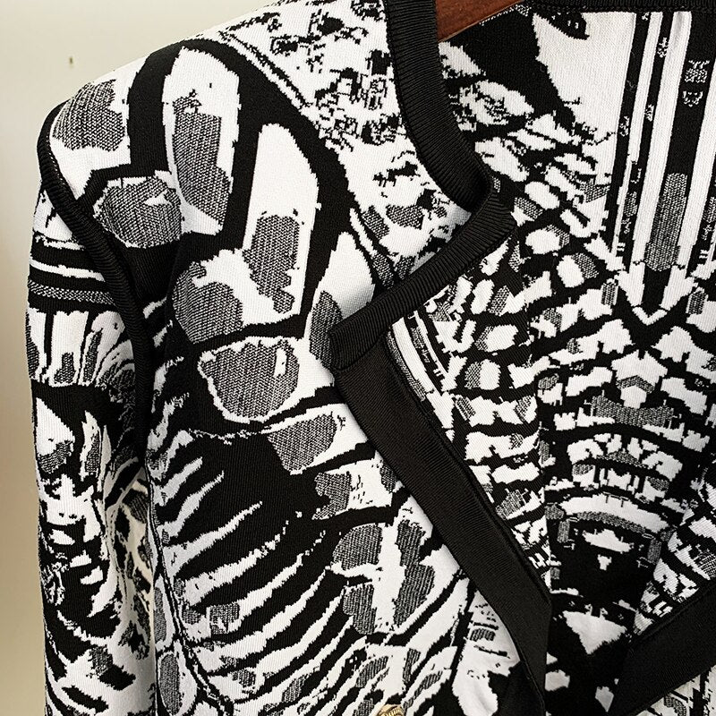 Jacquard print short lapel blazer