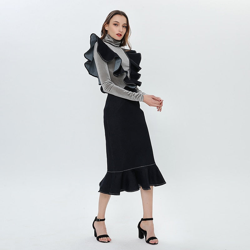 TALLULAH Ruffled Midi Dress