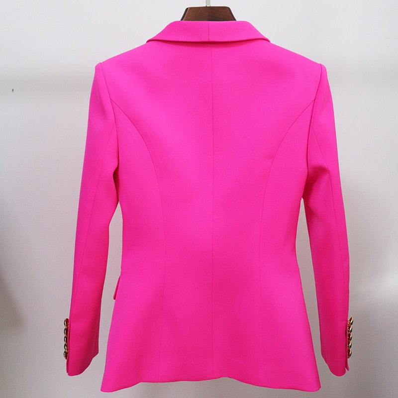 Hot Pink Double-breasted Blazer