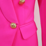 Hot Pink Double-breasted Blazer