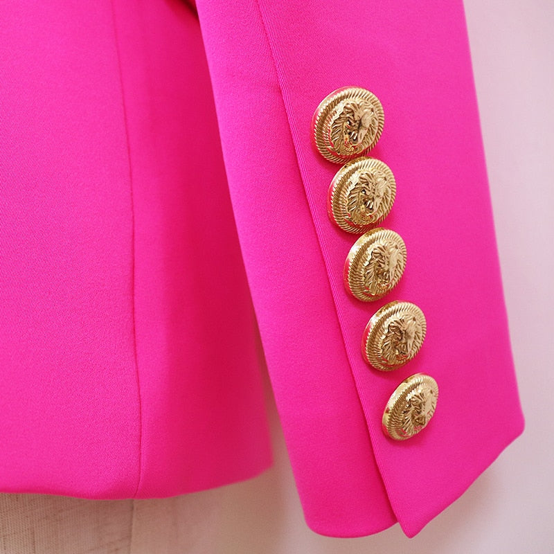 Hot Pink Double-breasted Blazer