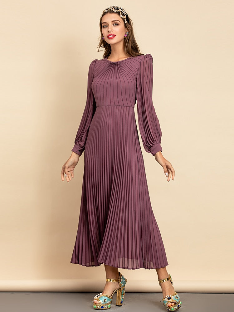 MARIA Pleated Maxi Dress in colors
