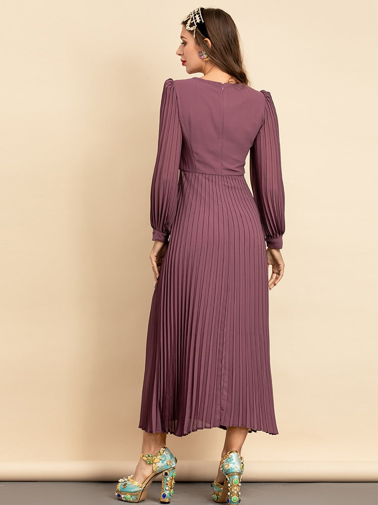 MARIA Pleated Maxi Dress in colors