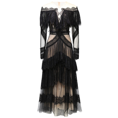 CAMERON Elegant Mesh Midi Dress