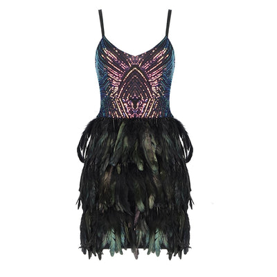 SARITA Feather Party Mini Dress