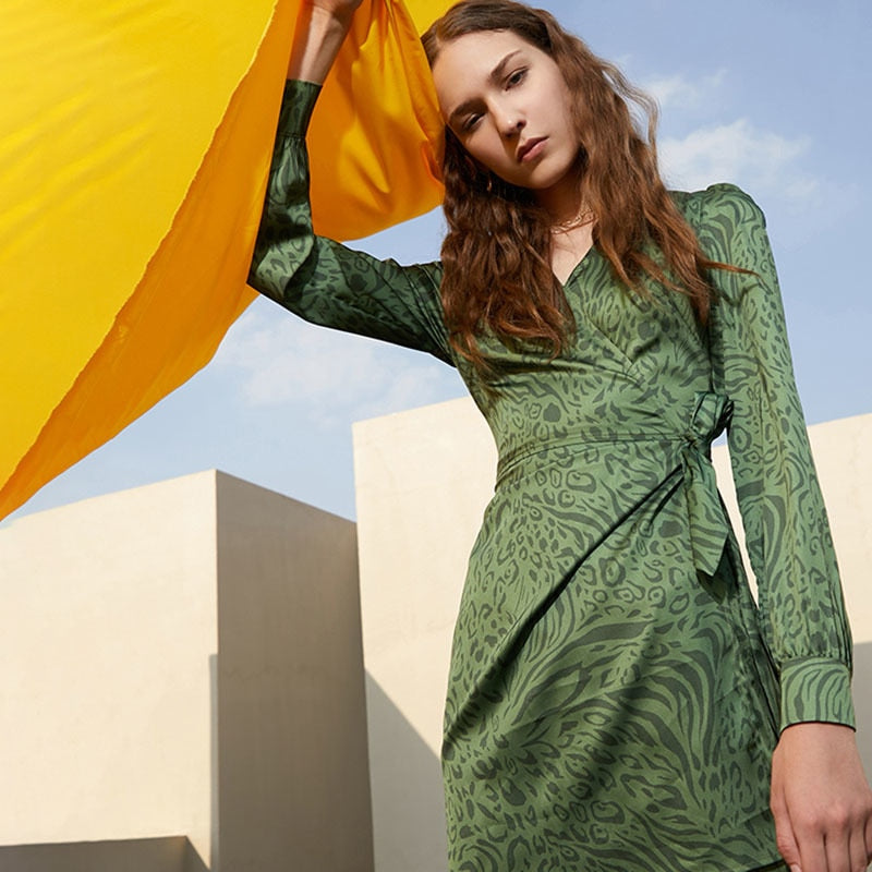 JULIANA Tiger Print Mini Wrap Dress