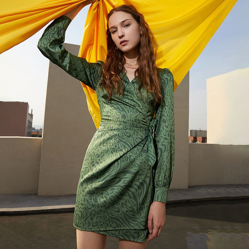 JULIANA Tiger Print Mini Wrap Dress