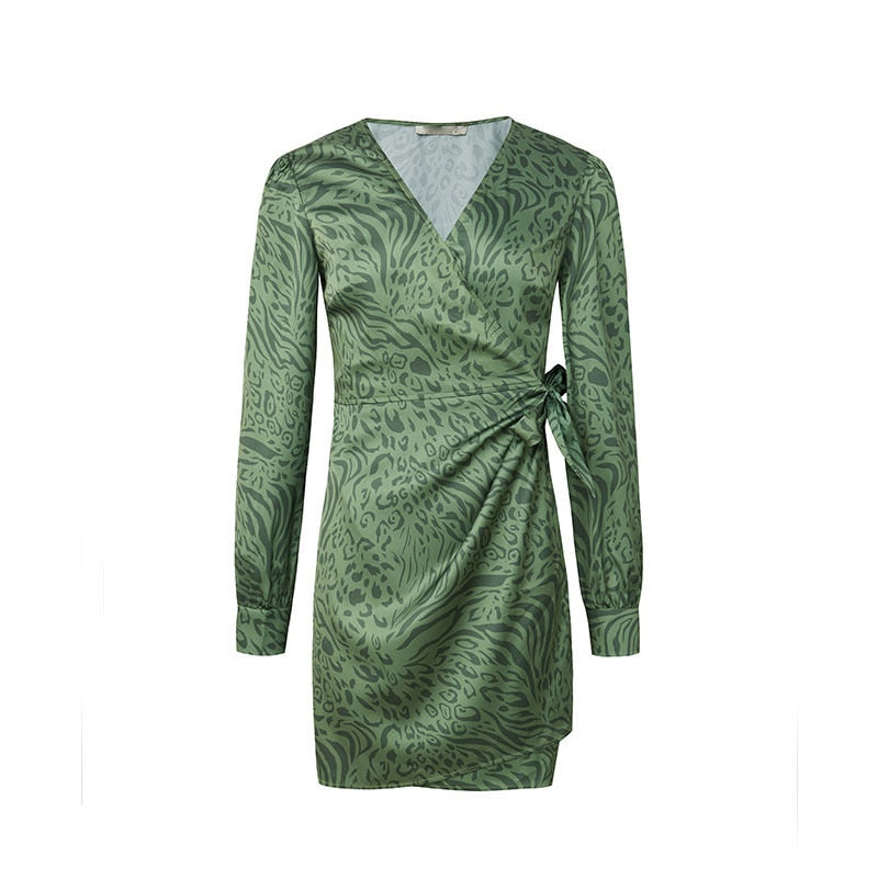 JULIANA Tiger Print Mini Wrap Dress