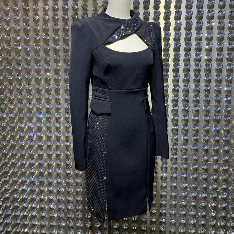 BETHANY Sequins Panel Midi Dress