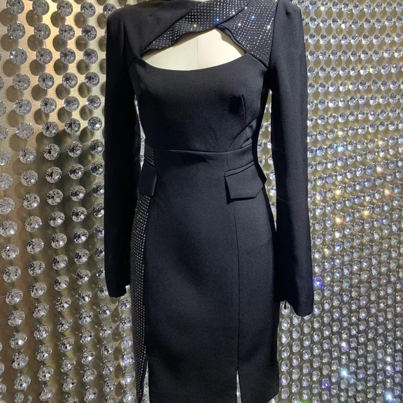 BETHANY Sequins Panel Midi Dress