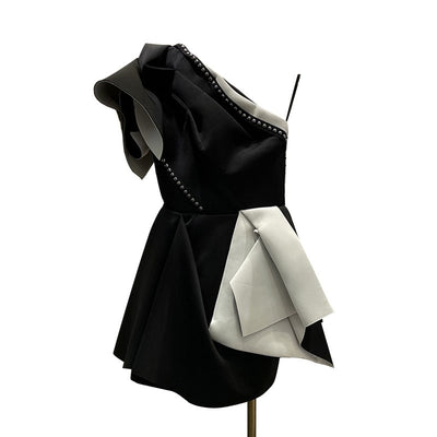 Origami Black-White Mini Dress