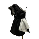 Origami Black-White Mini Dress