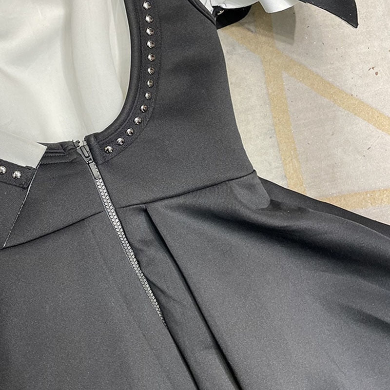Origami Black-White Mini Dress