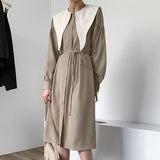 TILDA Wide Collar Button-Down Midi Dress in colors