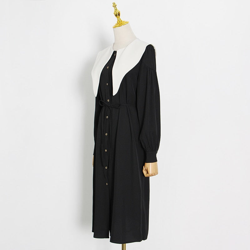 TILDA Wide Collar Button-Down Midi Dress in colors