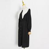 TILDA Wide Collar Button-Down Midi Dress in colors