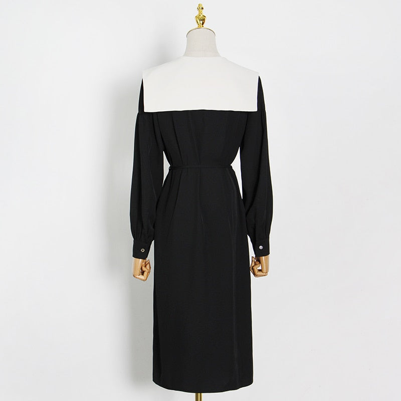 TILDA Wide Collar Button-Down Midi Dress in colors