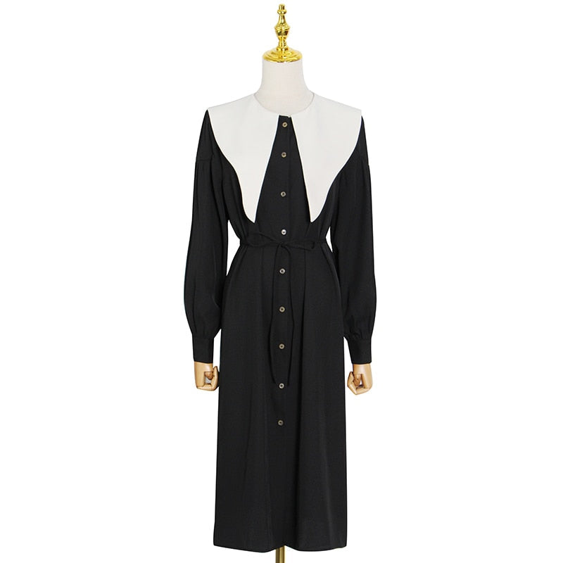 TILDA Wide Collar Button-Down Midi Dress in colors