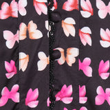 BUTTERFLY print lace trim midi dress