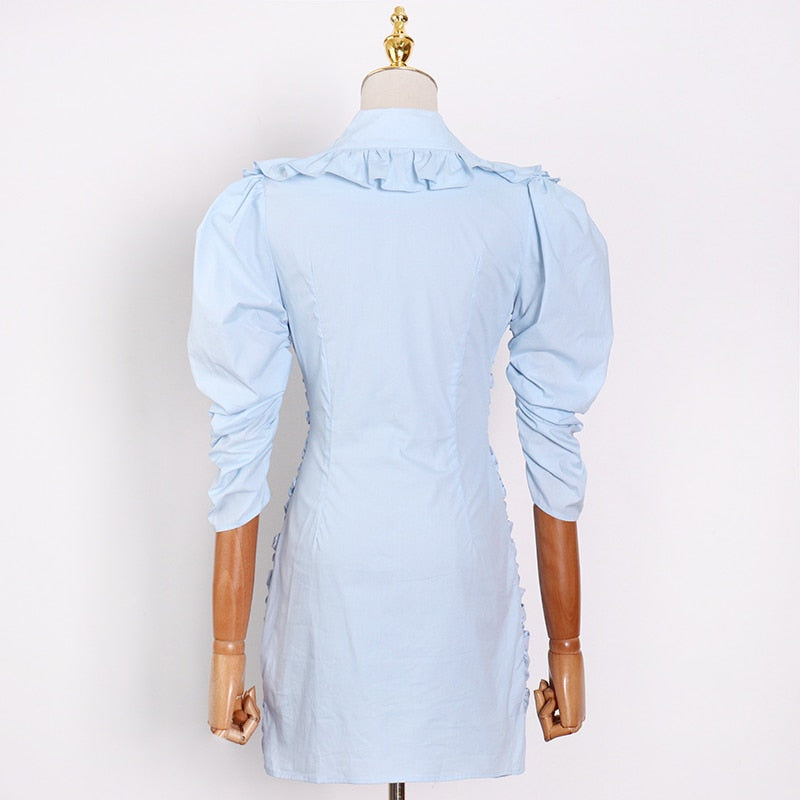 KELLY Ruched and Ruffled Mini Dress in colors