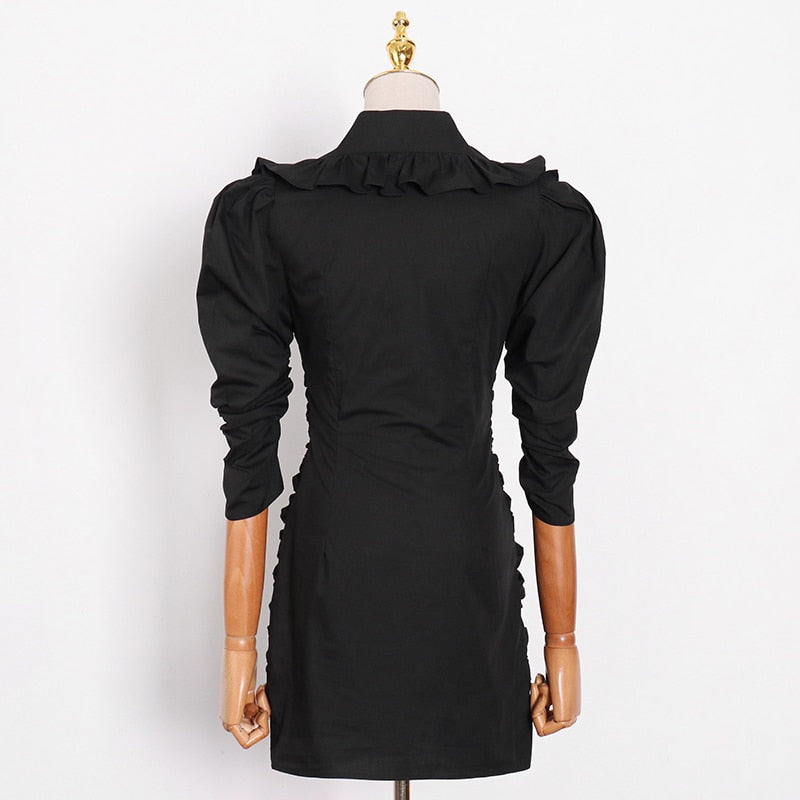 KELLY Ruched and Ruffled Mini Dress in colors