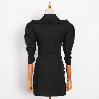 KELLY Ruched and Ruffled Mini Dress in colors