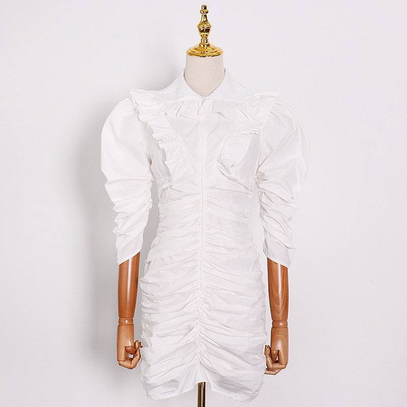 KELLY Ruched and Ruffled Mini Dress in colors
